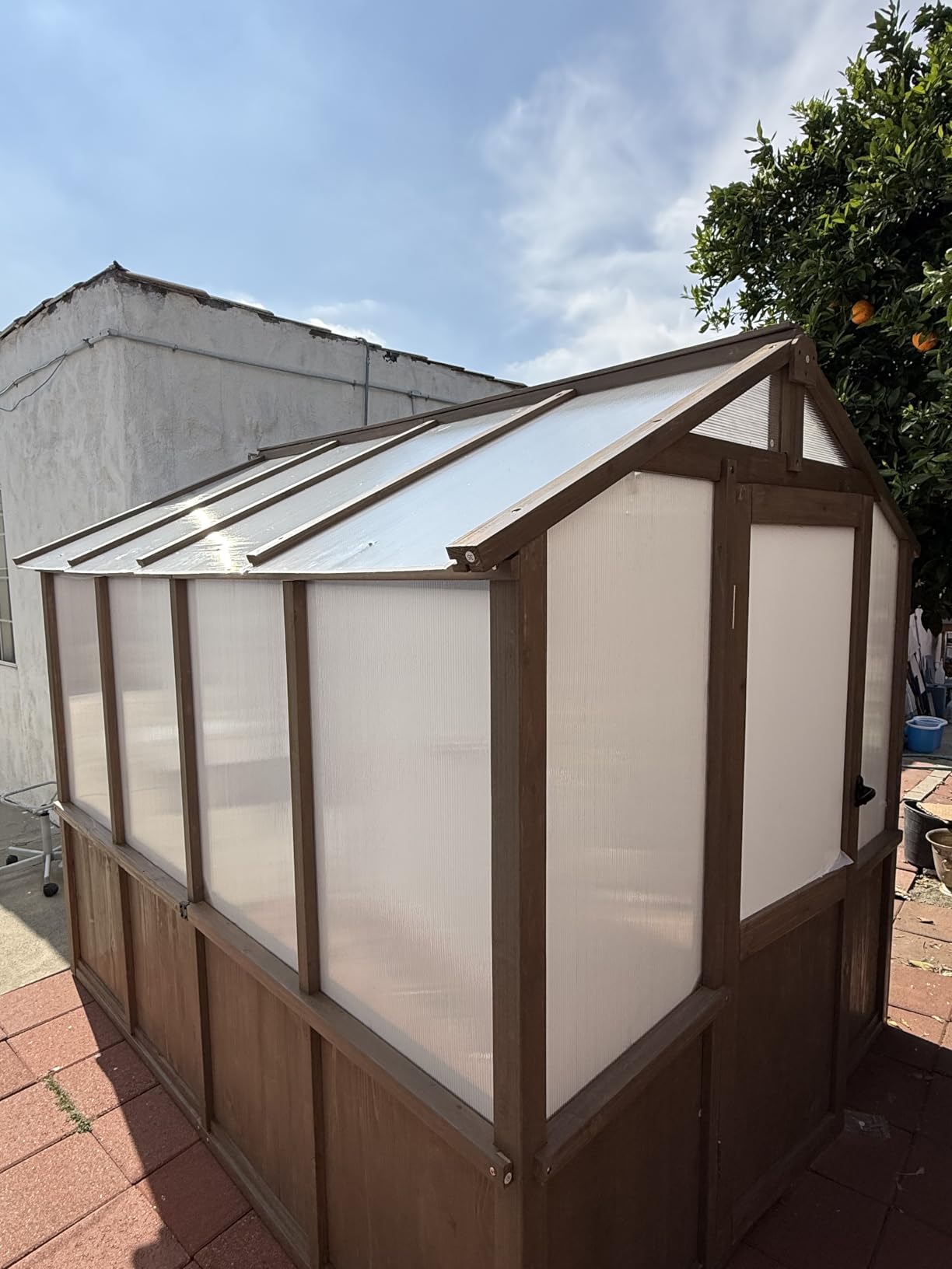 Aoxun 6x12 FT Wooden Greenhouse for Outdoors, Polycarbonate Panel Walk-in Green House Kit with Adjustable Roof Vent and Lockable Door, Heavy Duty Cedar Greenhouse for Outside, Backyard Garden, Gray customer photo 1