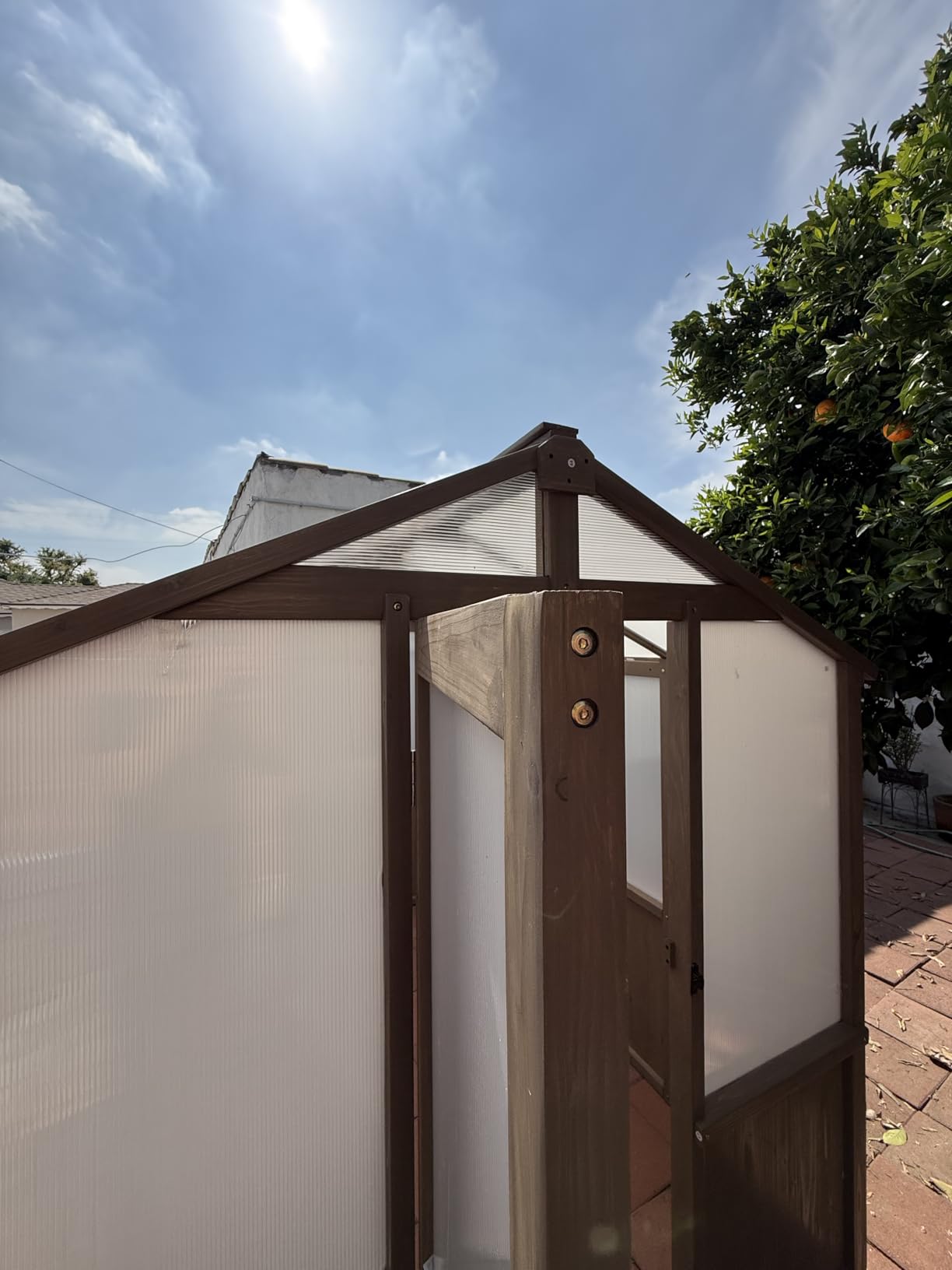 Aoxun 6x12 FT Wooden Greenhouse for Outdoors, Polycarbonate Panel Walk-in Green House Kit with Adjustable Roof Vent and Lockable Door, Heavy Duty Cedar Greenhouse for Outside, Backyard Garden, Gray customer photo 2