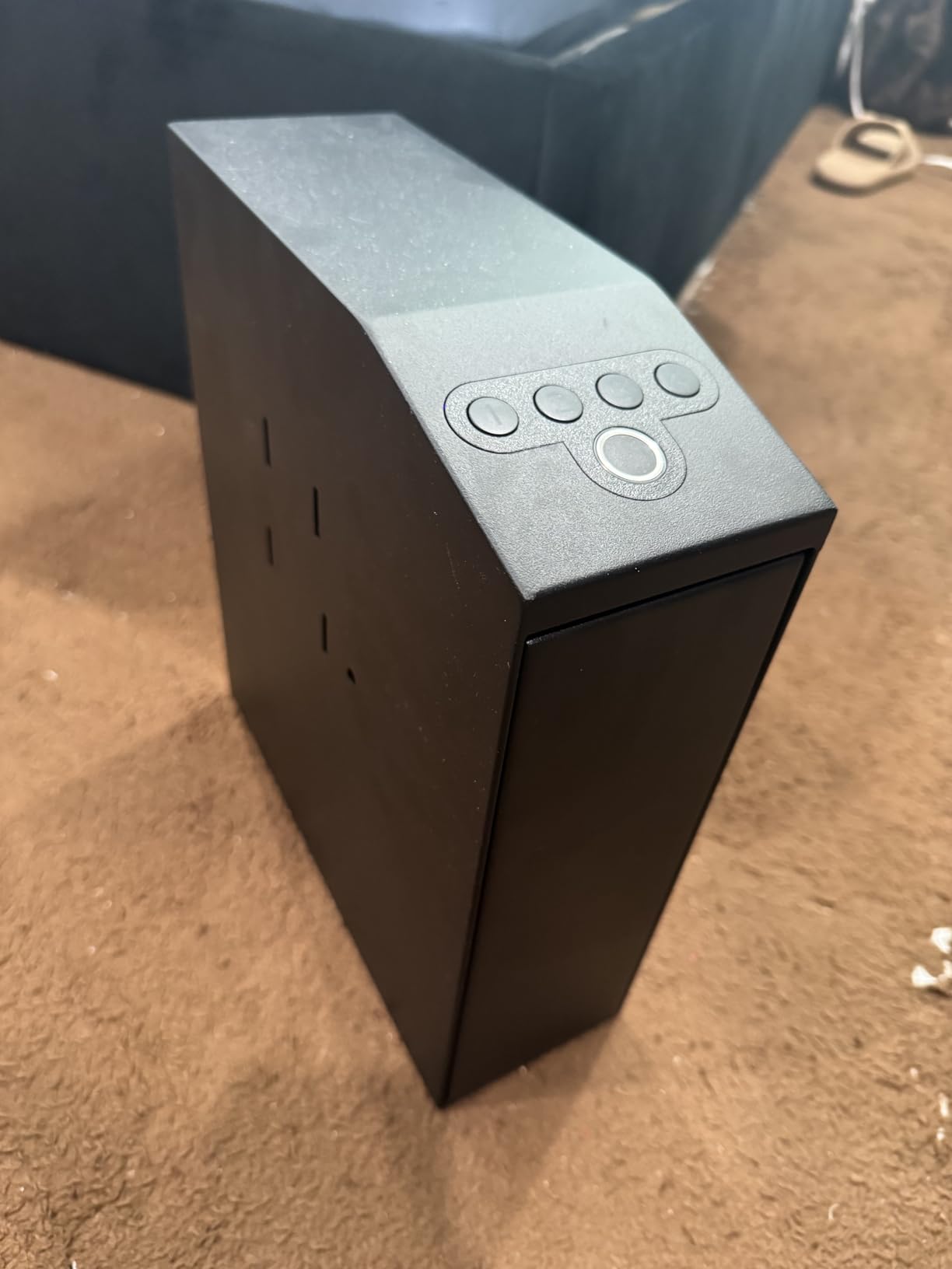 Biometric Pistol Gun Safe with Auto Sliding Door - 0.1s Quick Access Handgun Safe for Nightstand, Desk, Bedside, Truck - Fingerprint, PIN Code & Key Access Security Box customer photo 2