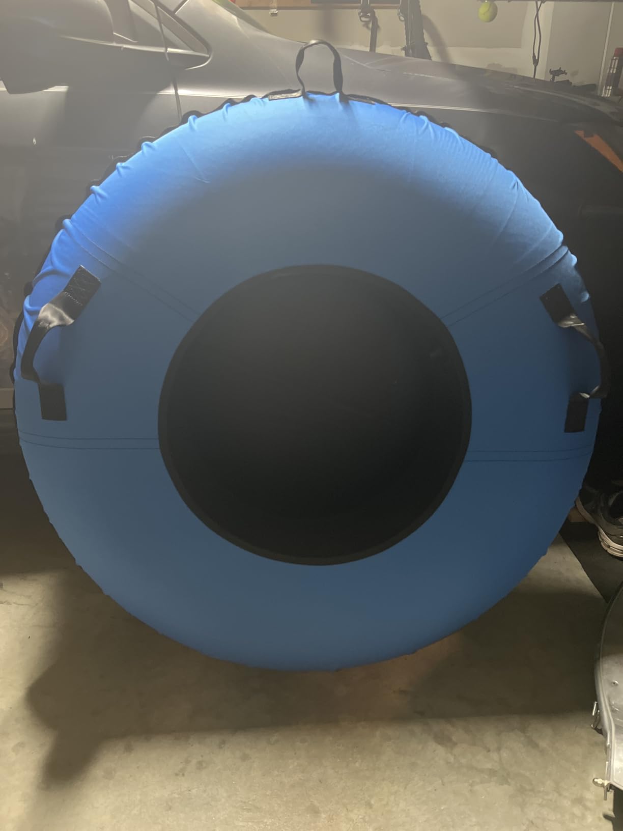 Snow Tube, 45''/48'' Rubber Snow Tubes with Commercial Grade Canvas Cover for Kids & Adults, Inflatable Heavy Duty Snow Sled Thickened Hard Bottom with Tow Strap, Sleds Winter Gifts customer photo 2