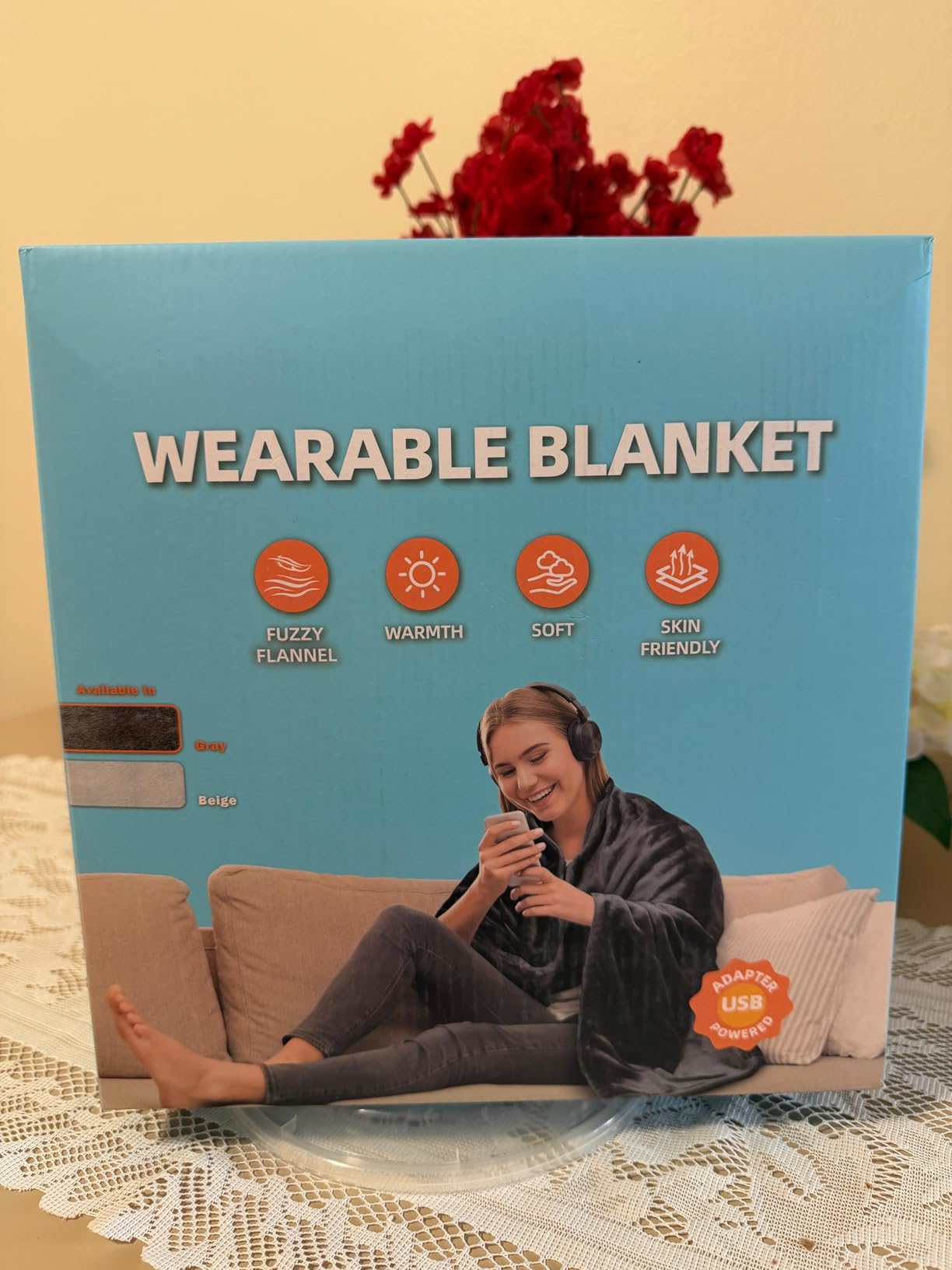 Cordless Heated Blanket with Hood, Rechargeable Wearable Heated Blanket Battery Powered with 20000 mAh Battery, 9 Heating Zones, 3 Levels, Portable Heated Throw Blanket, Camping customer photo 1