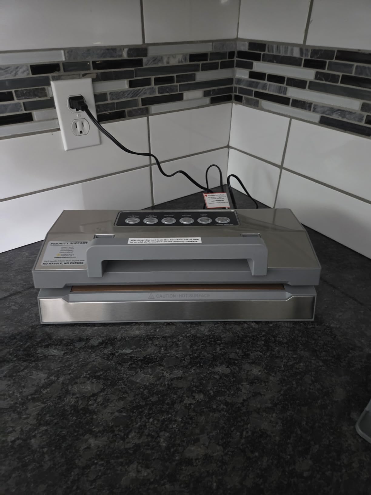 Precision Food Vacuum Sealer Machine, POWOT Fully Automatic Vacuum Sealing System, Commercial Food Vacuum Saver Pro, Double Heat Seal, Easy-Lock Handle, Built-in Cutter&Bag Storage, Hose&Bag Rolls customer photo 1