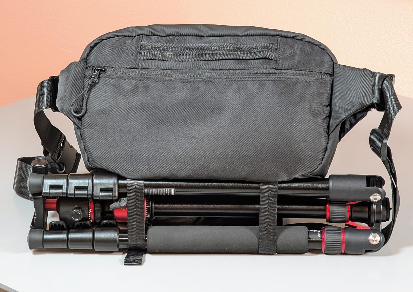 FINTIE Camera Sling Bag for DSLR/SLR/Mirrorless, Waterproof Crossbody Camera Case with Tripod Holder for Canon R50/R100/Sony A6400/Nikon Z6 III for Amateur Photographers, Black + Gray customer photo 2