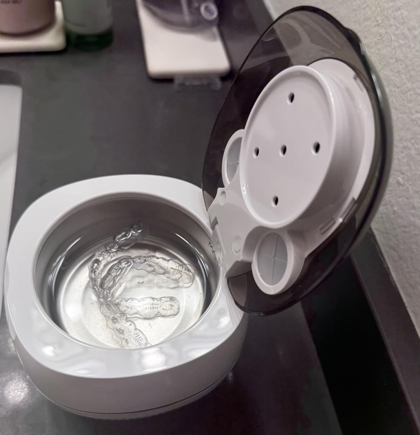 Ultrasonic Retainer Cleaner Machine, 48kHz Dental Cleaning Pod for Night Guards, Mouth Guards, Aligner, Braces, Toothbrush, Jewelry, Ultrasonic Dentures Cleaner with Digital Timer, 220ML, White customer photo 2