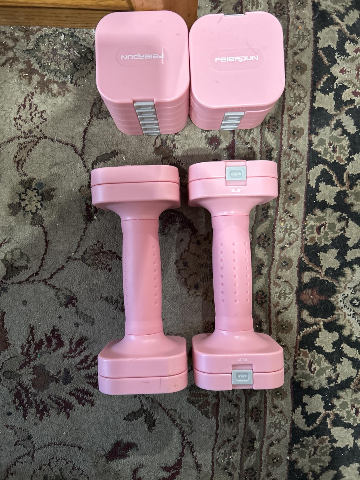 FEIERDUN 5-in-1 Adjustable Dumbbell Set of 2, 12LBS/20LBS Hand Weights for Women, Men customer photo 1