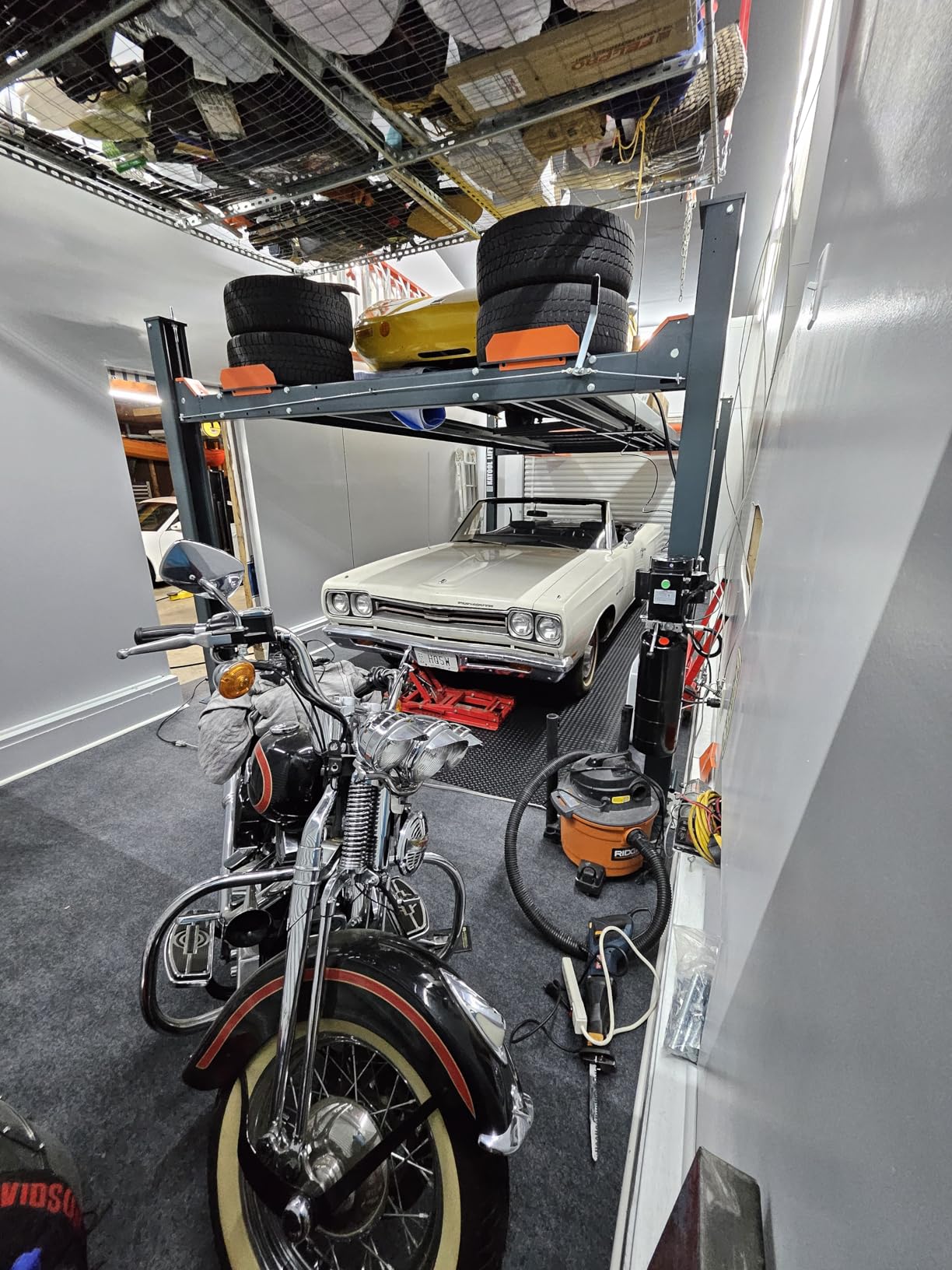 KATOOL 8500lbs 4/Post Car Lift 3.0HP Parking Lift with Double Locks More Safety Extra Height Width Length 70.8