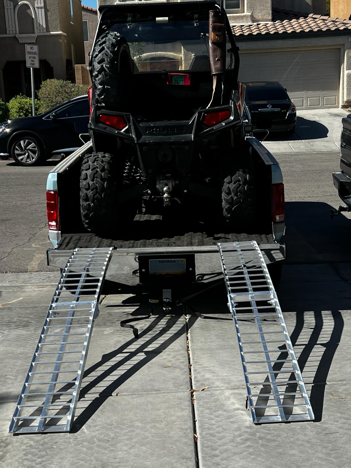 7.5FT Aluminum Loading Ramps, 1800 lbs Max Capacity, Folding Ramps for Pickup Truck & Trailer with Load Straps, for ATV, UTV, Lawn Mower, Tractor, 90
