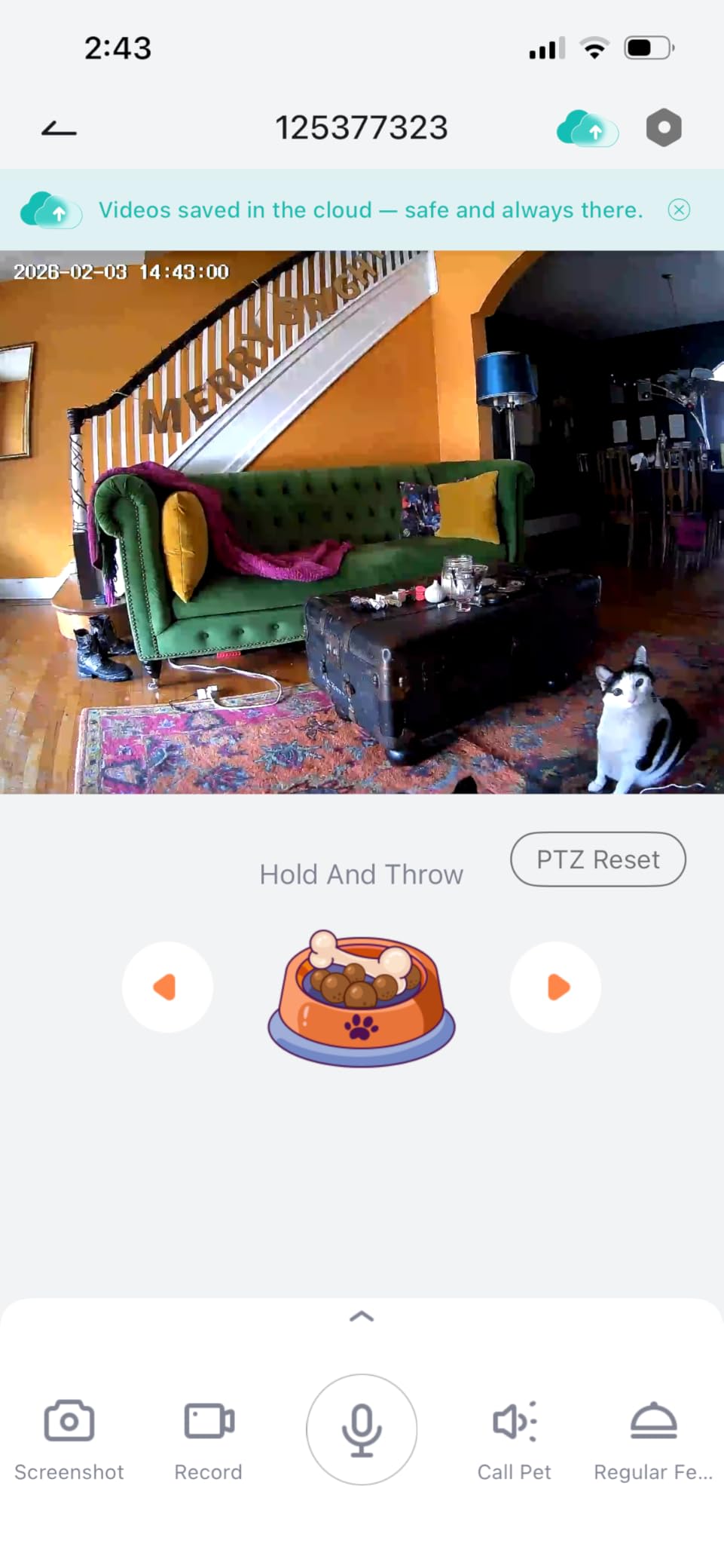 Pet Camera Treat Dispenser [1-Year Trial: Cloud + AI Features Included], 2K Dog & Cat Cam, Remote Treat Tossing, 360° Auto Tracking, 5G/2.4G WiFi Compatible, 2-Way Talk, Motion Alerts Indoor customer photo 1