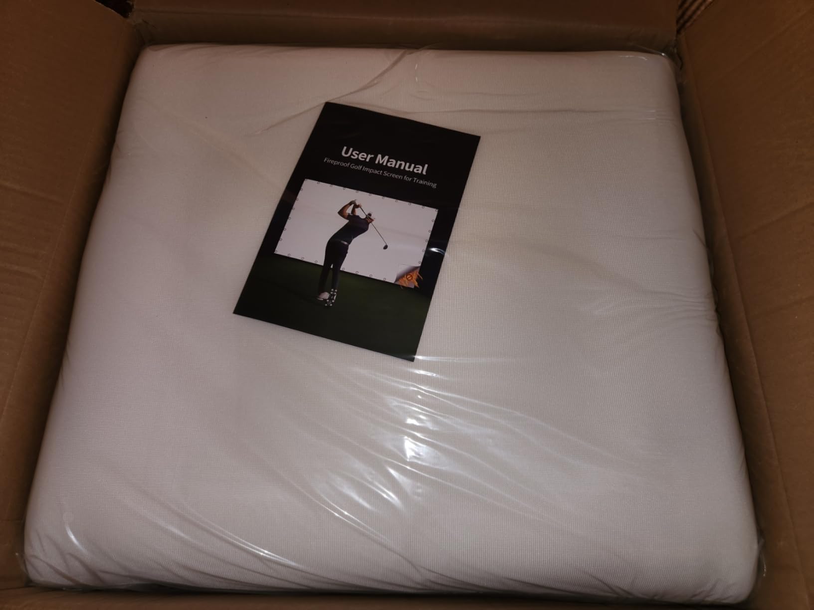 Fireproof Golf Simulator Impact Screen, 3D Air Mesh Impact Screen for Golf Training, Ultra Clear Projector Screen for Home Hitting Practice Training with Grommet Holes & Bungee Cords customer photo 1