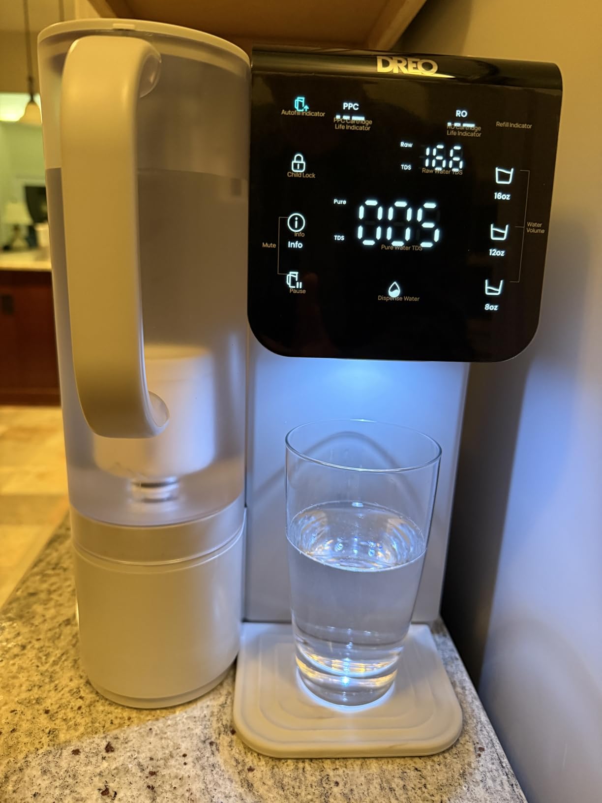 DREO Reverse Osmosis Water Filter Countertop, 7-Stage RO Water Filtration System, Installation-Free, Reduce TDS, Water Filter Pitcher for Home, Kitchen, 3:1 Pure to Drain, WF511 Upgraded customer photo 1