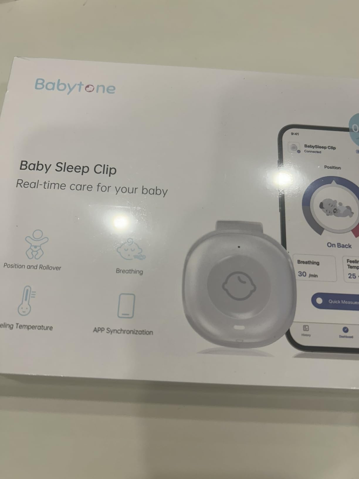 Babytone Smart Baby Monitor - Baby Breathing Monitors with Rollover & Overheating Alarms, Long Battery Life, Real-Time Temperature Tracking, Free App for Infants & Newborns 0-24 Months (Sleep Clip) customer photo 1