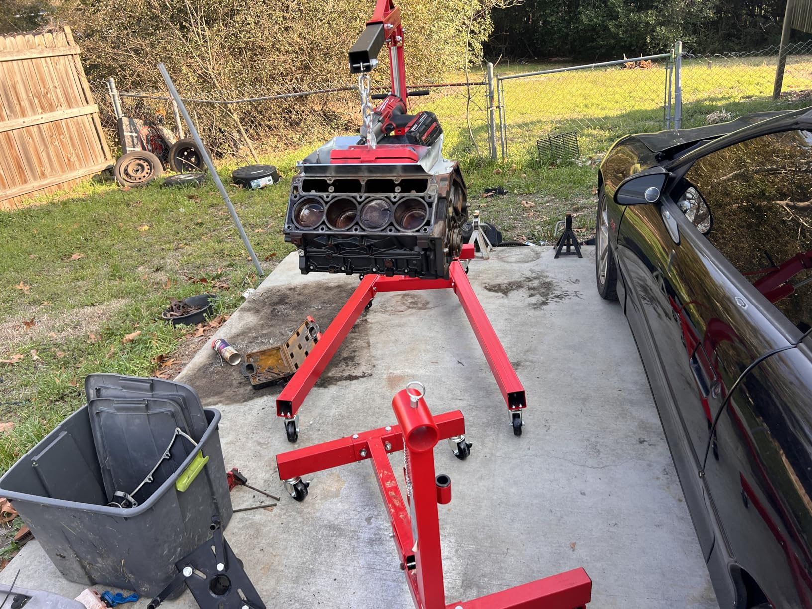 2 Ton Hydraulic Engine Hoist Crane with Lever, Folding Heavy-Duty Cherry Picker with 6 Locking Wheels & 4 Boom Positions, for Truck/SUV Engines, Garage Workshop, Industrial Lifting (Net Wt. 168 lbs) customer photo 1