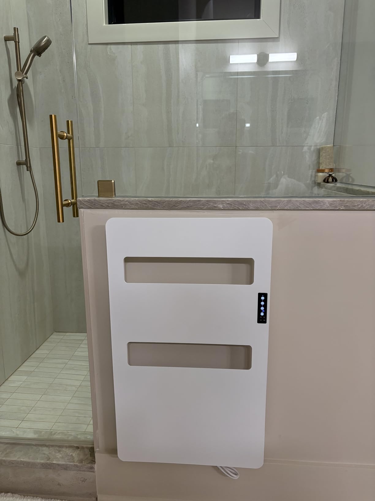 Towel Warmer with Timer for Bathroom, WiFi App Remote Control, Heated Towel Rack Wall Mounted, Electric Towel Warmers, Bath Towel Heater, Bath Towel Dryer, Hardwired or Plug-in - 35.4 x18 inch customer photo 2