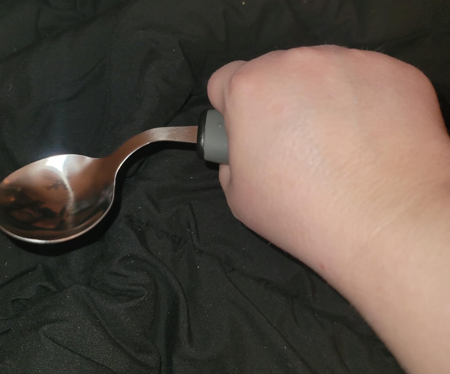 Adaptive Utensils for Elderly 4 Piece, 2.9 oz Weighted Silverware for Hand Tremors, 45°Angled Parkinsons Utensils for Elderly, Arthritis, Weak Hand Grip, Right-Handed Use customer photo 2