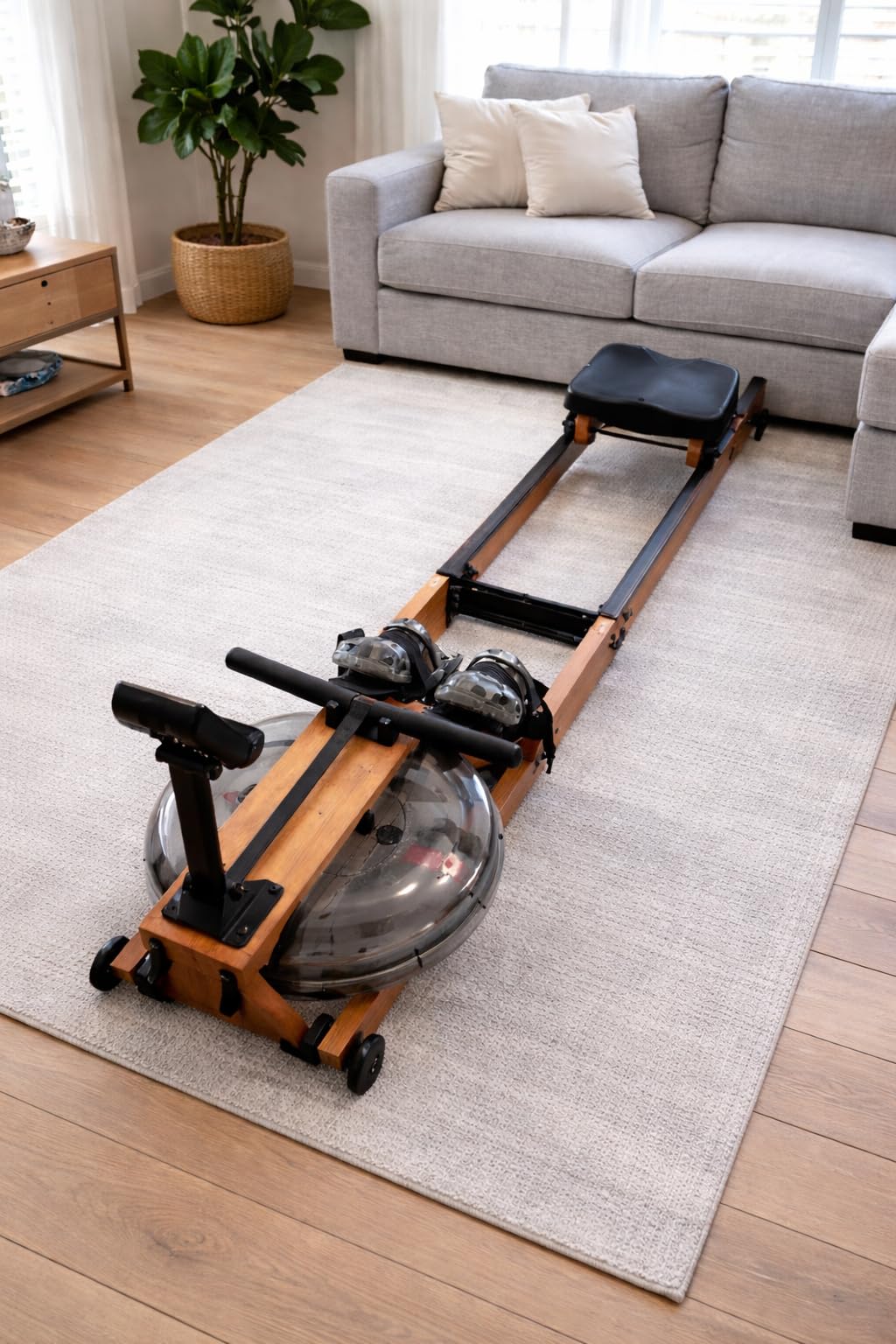 WENOKER Water Rowing Machine for Home Use, Wooden Foldable Rower Machine with Dedicated Monitor & Bluetooth APP, Large Water Tank & Comfortable Seat for Immersive Water Rower, 350LBS Weight Capacity customer photo 1