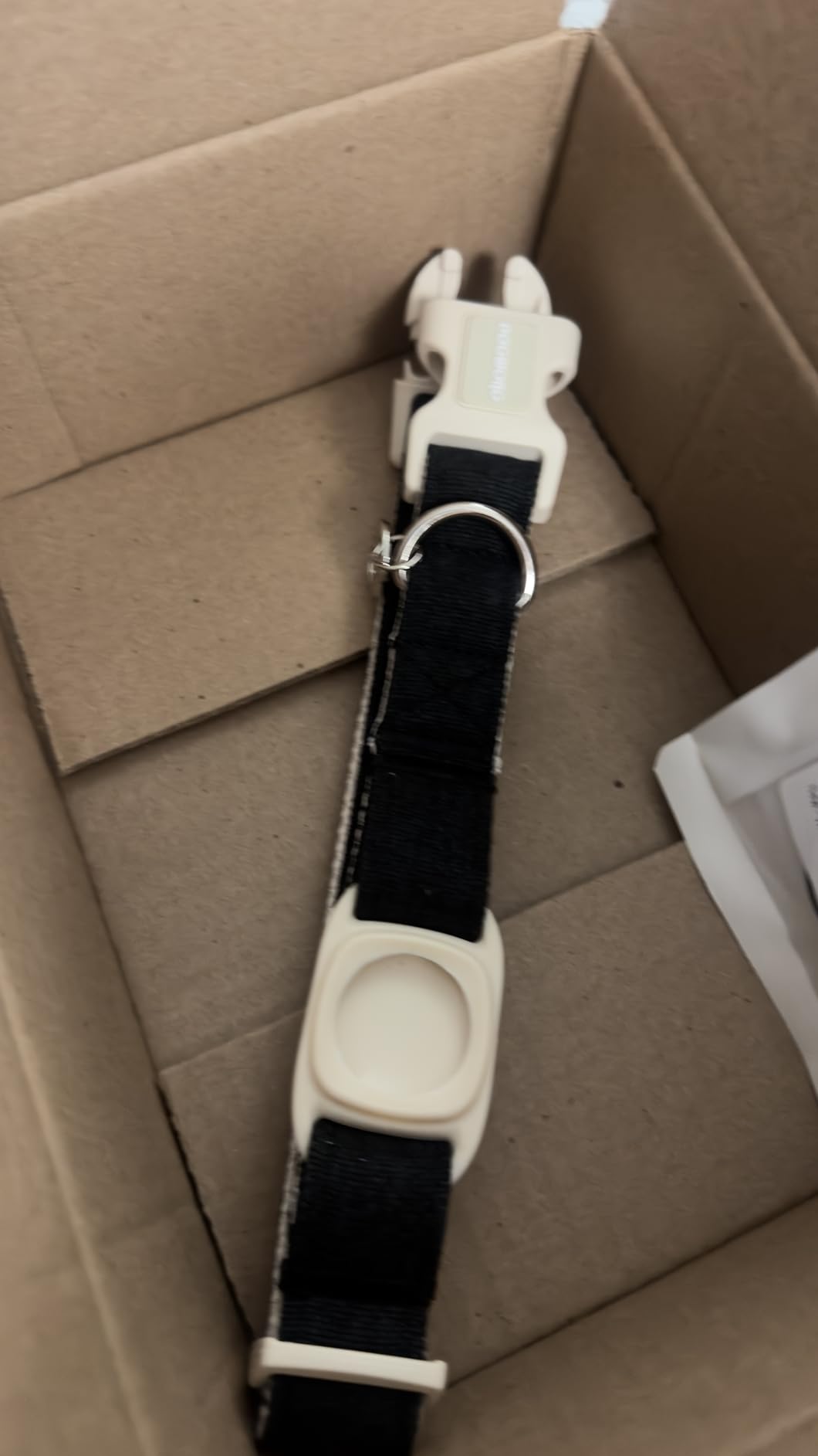 DOGWONG Airtag Cotton Hemp Dog Collar, Heavy-Duty Dog Collar with Airtag Holder Beige Natural Fabric Pet Cute Puppy Necklace for Small Medium Large Dogs customer photo 2