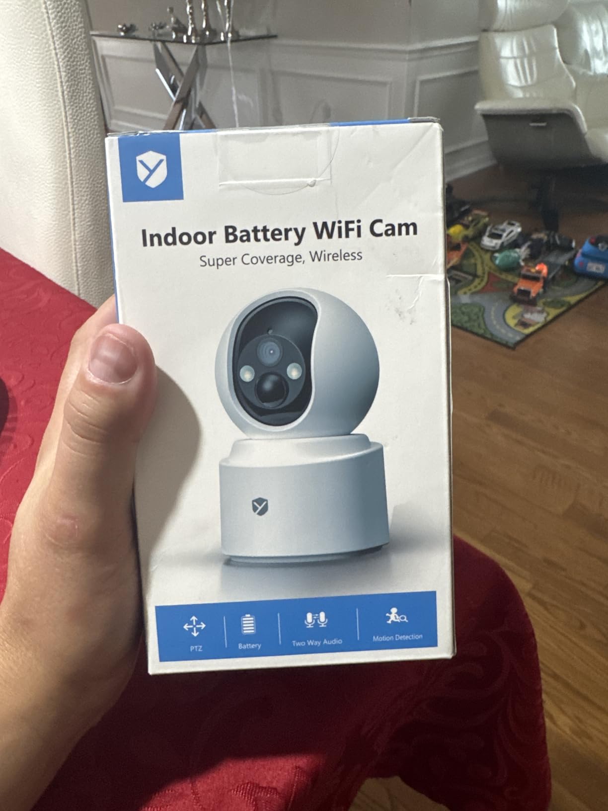 Battery Powered Indoor Camera Wireless, PTZ Pet Camera with 6000mAh Rechargeable, Dual-Band WiFi, 2.5K 4MP Color Night Vision, SD/Cloud Storage, 2-Way Audio, APP Remote, Cat/Dog/Kids/Home Monitoring customer photo 1