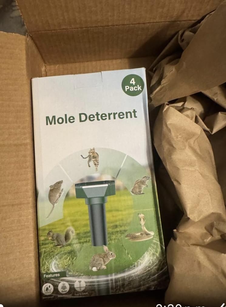 Snake & Mole & Rabbit & Skunk Repellent Solar Powered, Upgraded Ultrasonic Deterrent, IP65 Waterproof, Gopher Groundhog Chipmunk Raccoon and Vole Repellent & Deterrent for Lawn & Garden, 10 Pack customer photo 1