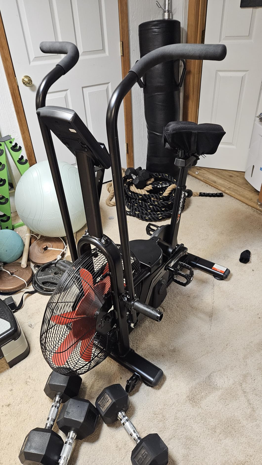 Air Bike, Wenoker Exercise Bike Air Resistance Stationary Bike for Home, Indoor Bike with Dual Action Handlebars, APP Connection Customizable Monitor customer photo 1