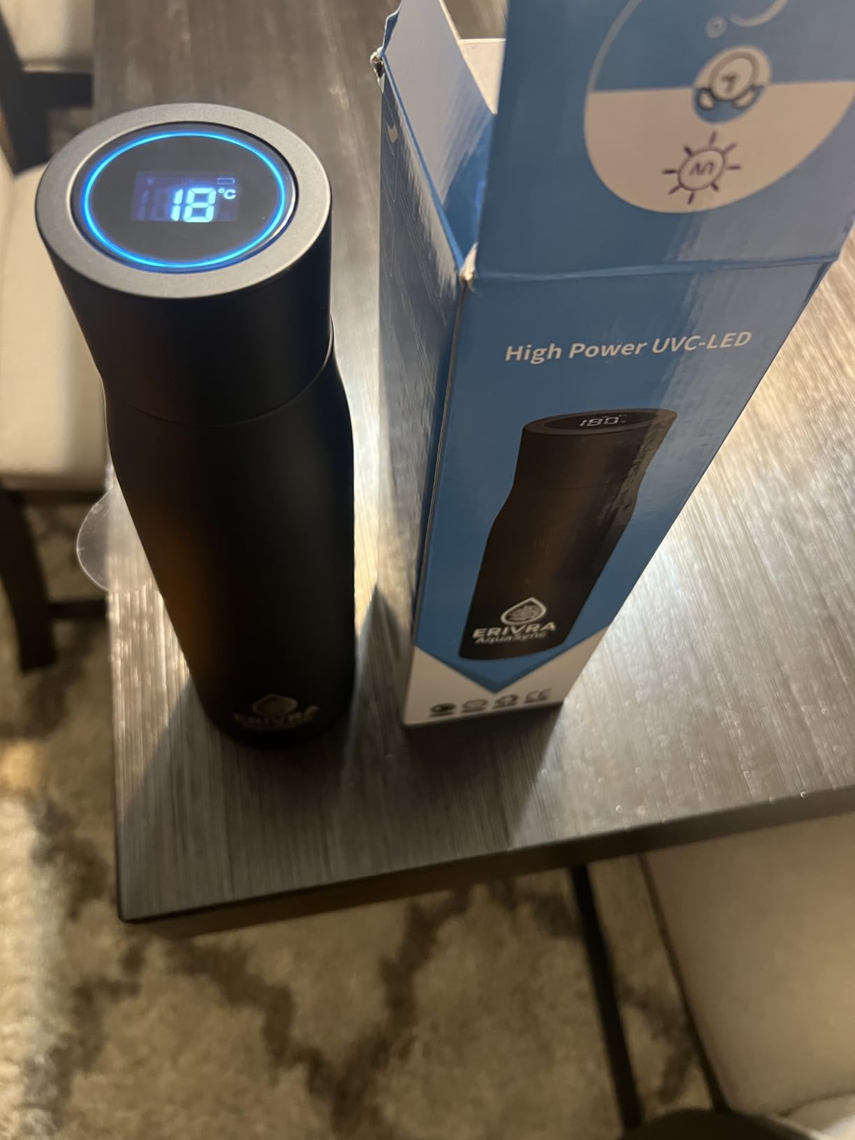 AquaSync Smart Self-Cleaning Water Bottle 17oz Vacuum Insulated Stainless Steel with UV-C Light Technology LED Temperature Display & USB-C Rechargeable Battery customer photo 2