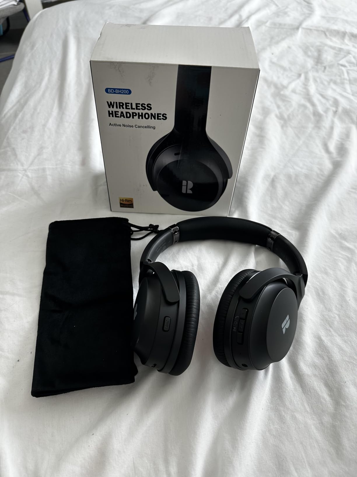 Active Noise Cancelling Headphones, Wireless Over-Ear Bluetooth Headphones ANC, Hi-Res Audio, 60H Playtime, Deep Bass, 3.5MM Cable, Memory Foam Ear Cups for Work/Travel/Home/Office customer photo 1