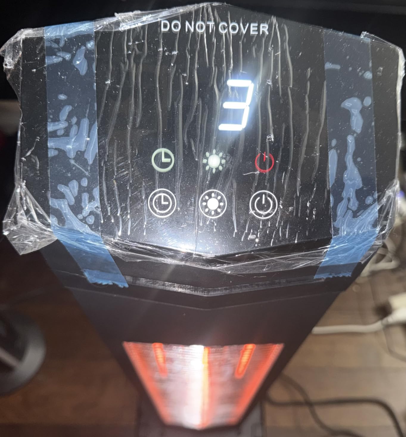 1500W Electric Patio Heater, 36inch Infrared Heater with Remote, IPX5 Waterproof Infrared Tower Space Heater, 2 Heat Levels, 12H Timers, Tip-Over & Overheat Protection for Garage, Indoor, Home customer photo 2