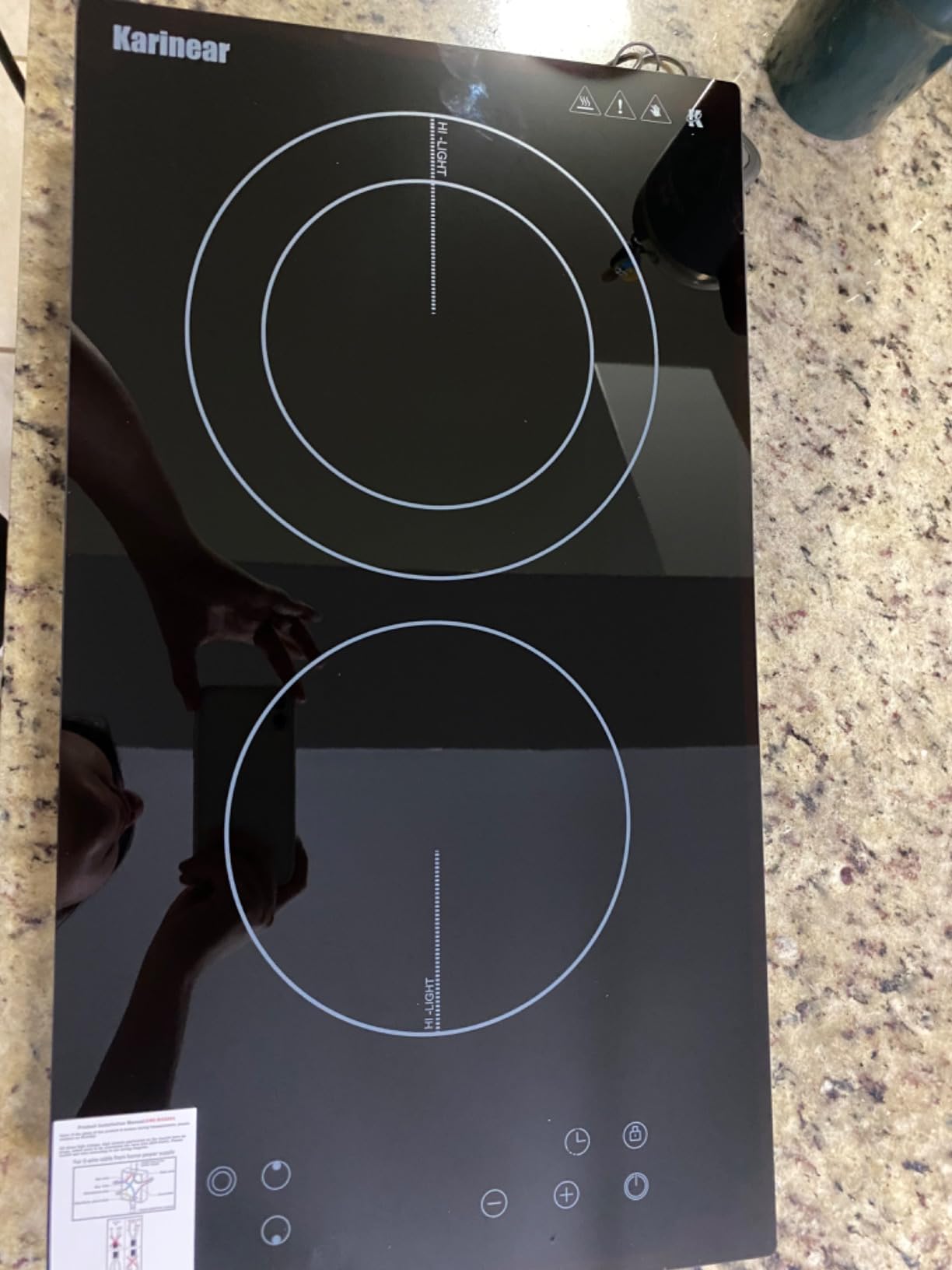 Karinear 30 Inch Downdraft Electric Cooktop with Ventilation System, 4 Burner 7400W Ceramic Glass Stove Top, BBQ Bridge Element & Dual Ring Burner, 9-Speed Fan, Timer, Child Lock, 240V customer photo 1