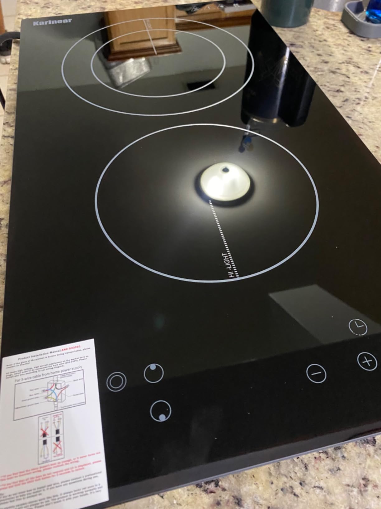 Karinear 30 Inch Downdraft Electric Cooktop with Ventilation System, 4 Burner 7400W Ceramic Glass Stove Top, BBQ Bridge Element & Dual Ring Burner, 9-Speed Fan, Timer, Child Lock, 240V customer photo 2
