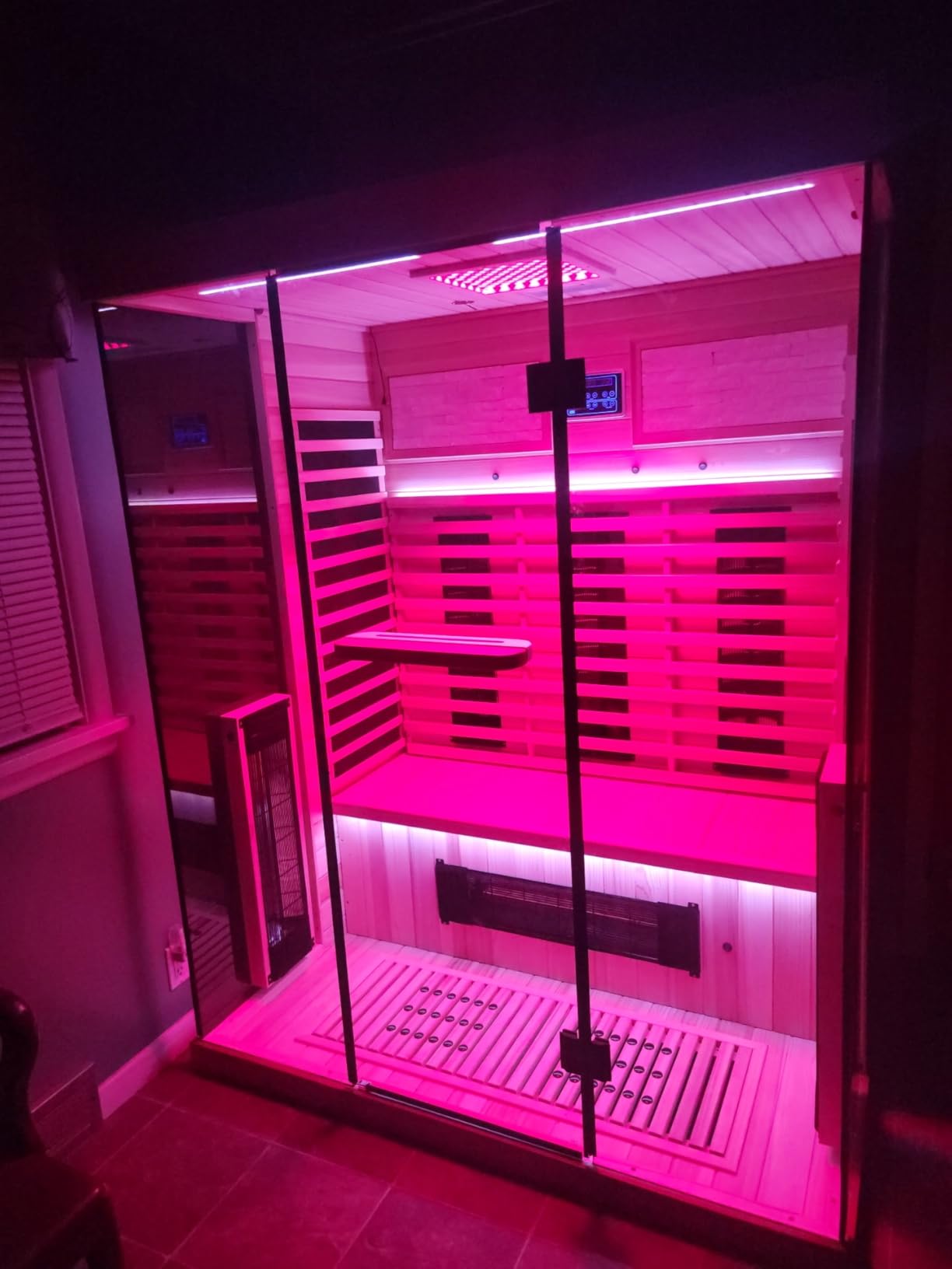 MEISSALIVVE Full Spectrum Infrared Sauna，3-4 Person Home Sauna， Red Cedar Luxury Indoor Spa Sauna with Resonance Speaker, Panoramic Tempered Glass Door customer photo 1