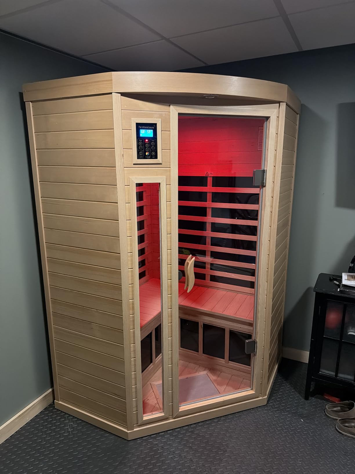 3 Person Infrared Sauna 0-5mG Ultra Low EMF Far Infrared Sauna for Home 2130W/20A Canadian Hemlock Indoor Sauna with Front Door Heating Panel, Chromotherapy Lights customer photo 1