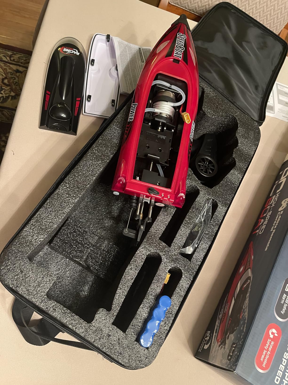 REV-UP RC Boat with Travel Bag - 21 MPH Fast RC Boats for Adults, Remote Control Boat for Pool - Self Righting Remote Control Boats for Pools and Lakes, 2.4GHz Racing Ship with LED Lights customer photo 1