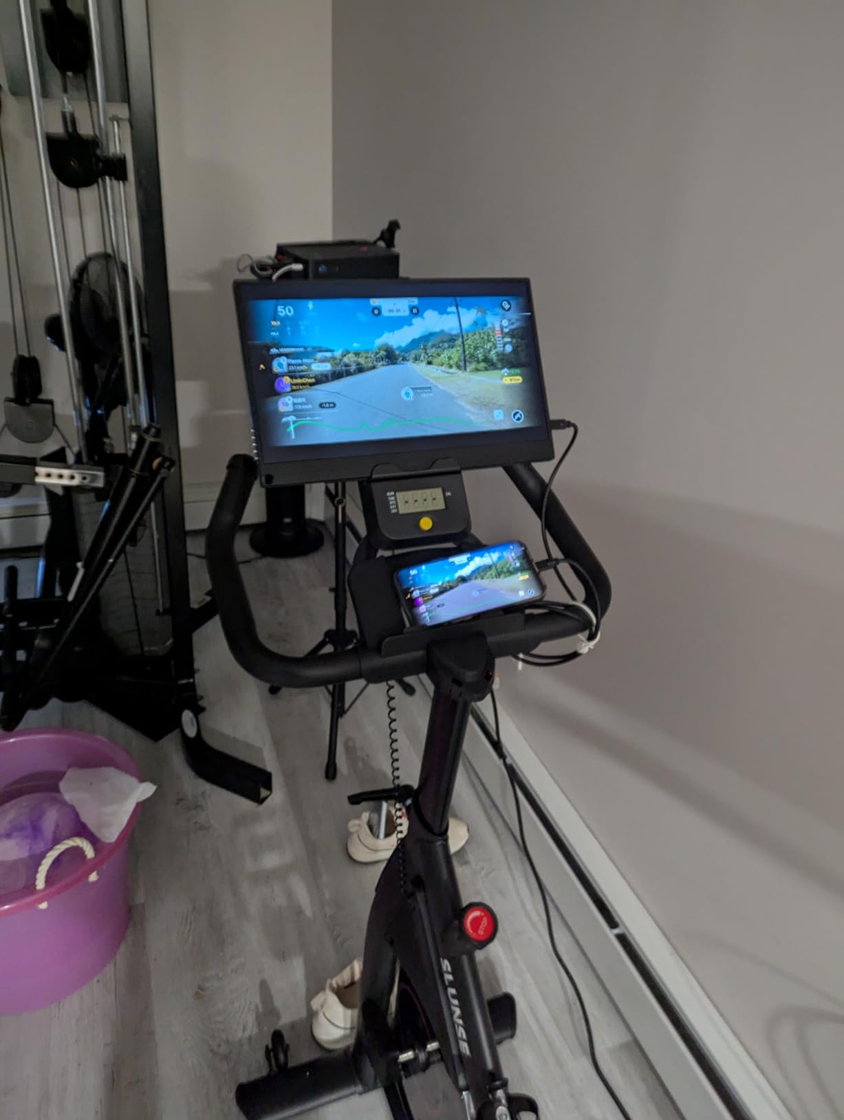 Exercise Bike, Magnetic Resistance Stationary Bikes for Home with App Compatible, Silent Indoor Cycling Bike with 350lbs Weight Capacity Comfortable Seat, Digital Monitor & Phone Mount customer photo 2