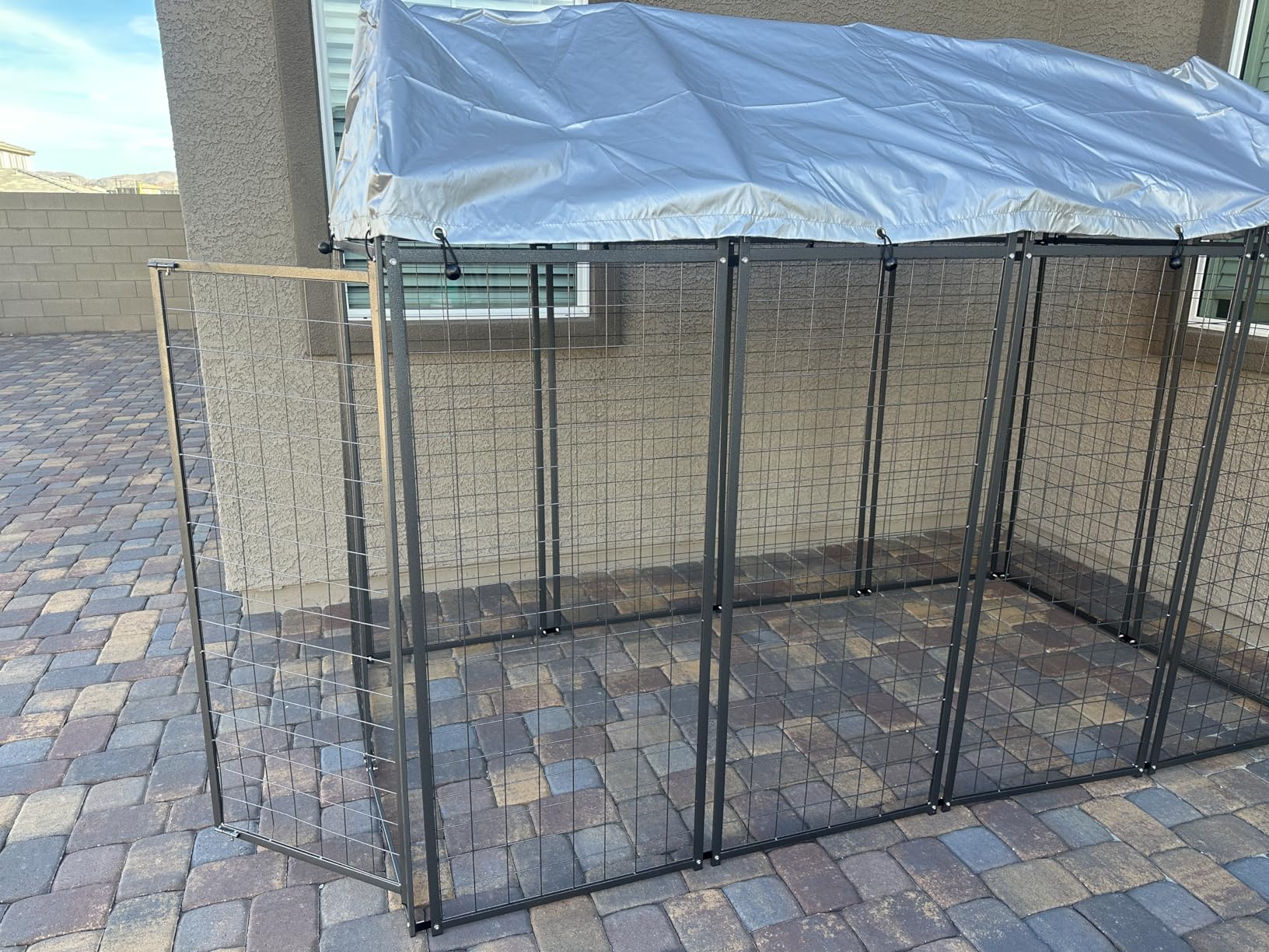 10'x10' Large Outdoor Dog Kennel,Heavy Duty Galvanized Steel Enclosure with Waterproof Roof & Secure Lock for Giant Breed Dogs (124in) customer photo 2