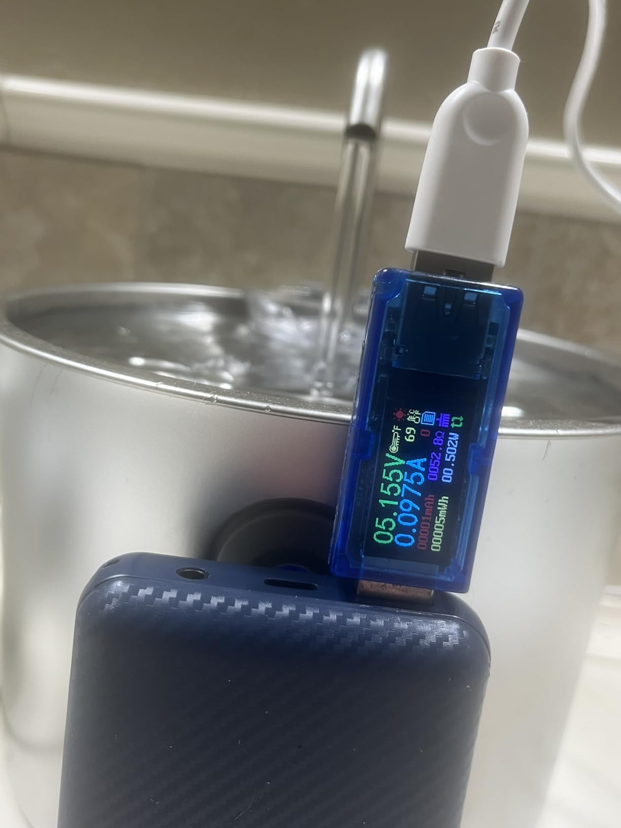 Stainless Steel Cat Fountain - 2.2L/74oz Ultra-Quiet Drinking Automatic Pet Water Fountain with Replacement Filters Cat Water Fountain with LED Window for Cats and Small Dogs customer photo 2