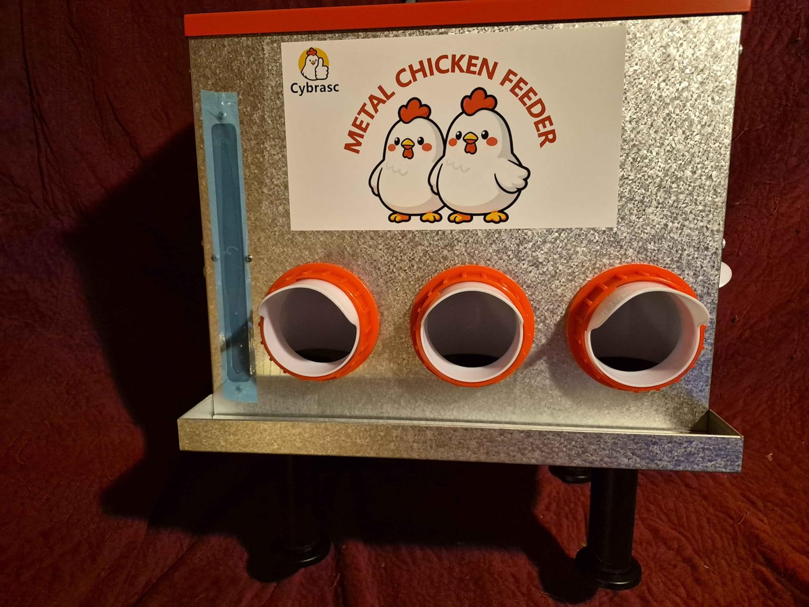 10-Gal 55LB Metal Chicken Feeder with Window, Dual No-Waste & Rat-Proof Design, Automatic Large Chicken Feeder for Outdoor Coops, Rust-Proof Alloy Steel Poultry Feeder with Adjustable Legs customer photo 1