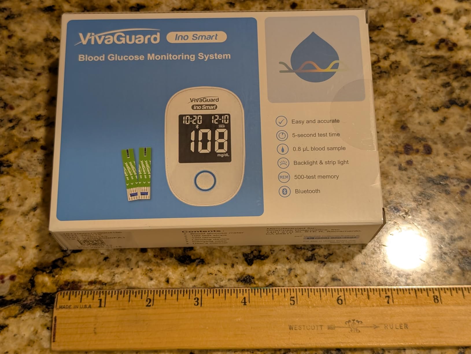 VivaGuard Ino Smart Blood Glucose Monitor Kit with Free App, Bluetooth and Rechargeable Blood Glucose Meter with 100 Strips & 30G Lancets, 1 Lancing Device, Blood Sugar Diabetes Testing Kit, No Coding customer photo 2