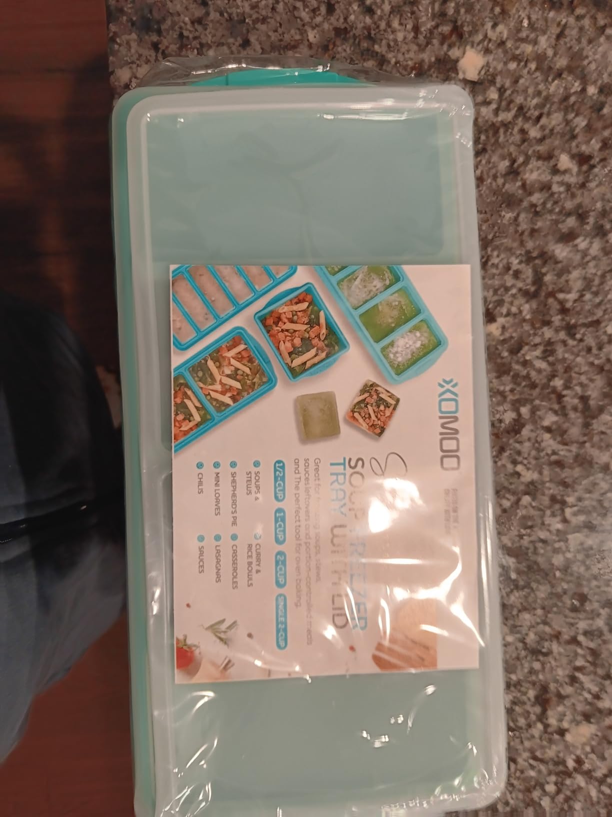 Silicone Freezer Tray With Lid-Soup Freezer Container molds-Large Ice Cube Tray Set Makes 1-Cup & 2-Cup portions cubes Perfect for preparing meals in different portion sizes=