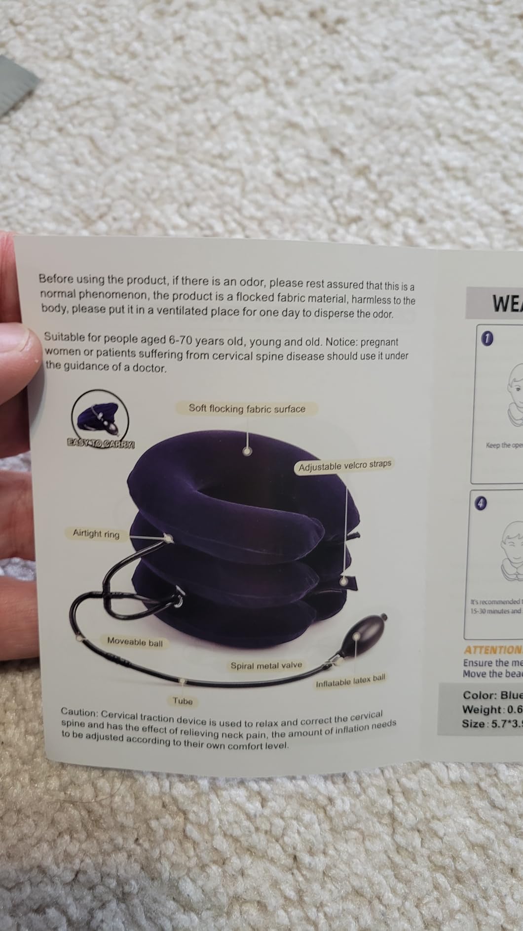 Neck Stretcher, Cervical Traction Device, Neck Traction Device, Cervical Neck Traction Device for Neck Pain Relief, Adjustable Inflatable Neck Brace, Neck Decompression Home Use (Gray) customer photo 1