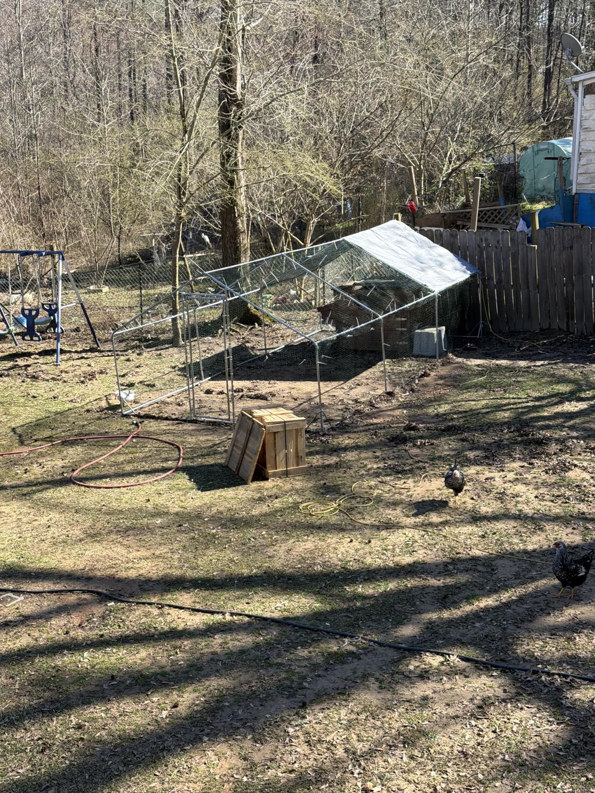 Aoxun Large Metal Chicken Coop, Outdoor Chicken Runs for Yard with Cover, Spire Roof Hen House Enclosure with Security Lock, Walk-in Cage Peak Hen House for Yard Farm (10x20x6.4 FT) customer photo 1
