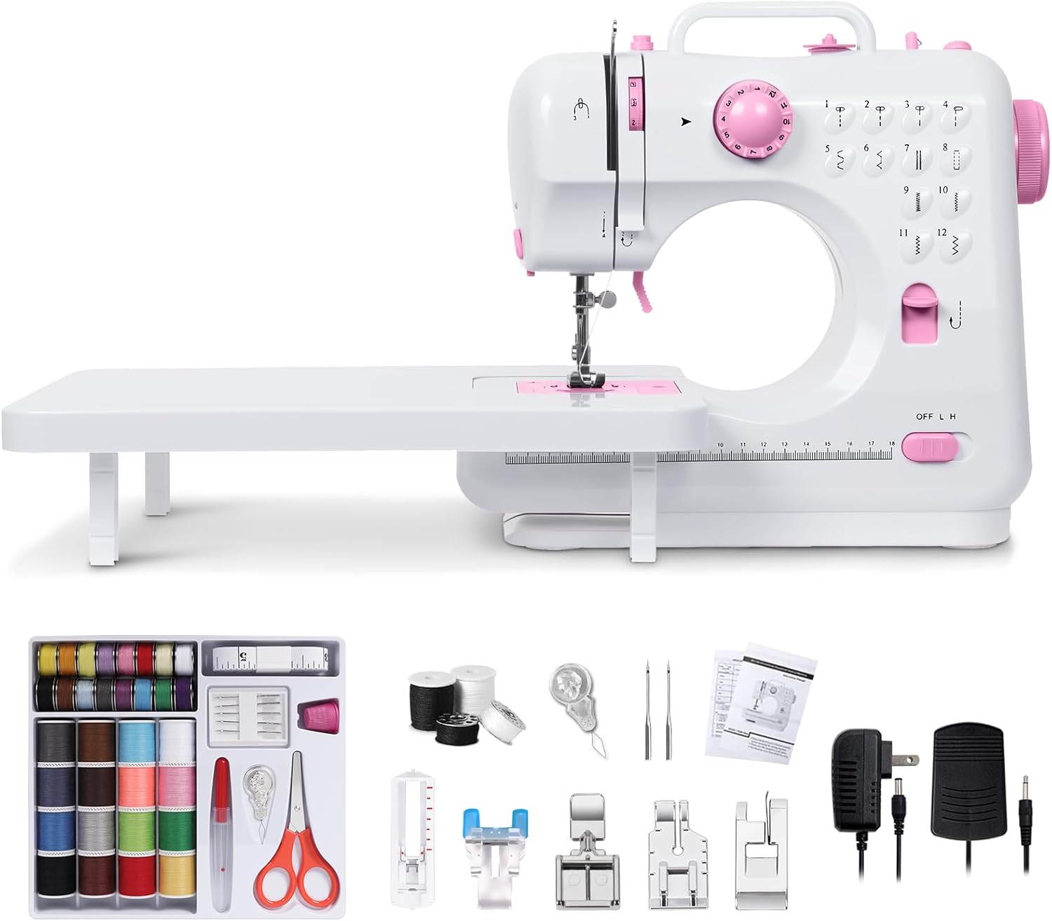 Tidjani Sewing Machine for Beginners, Mini Sewing Machine with Extension Table, 6 Replaceable Presser Feet, Portable Sewing Kit, Equip 12 Stitches, Suitable for Kids, Adults Beginners customer photo 1