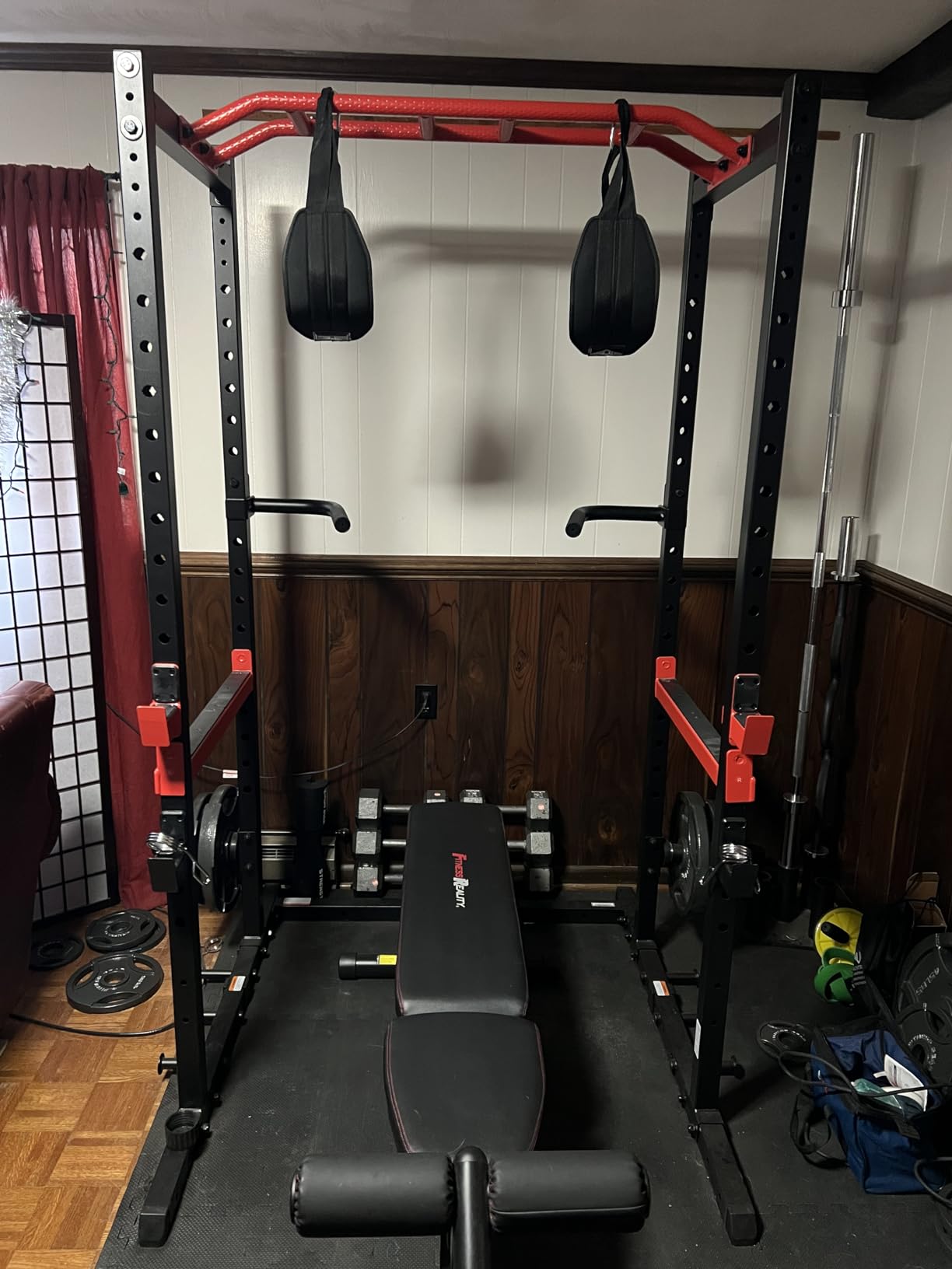 ONETWOFIT Foldable Power Tower Pull Up Bar Station, Multi-Function Adjustable Height Pull Up Dip Station for Gym Workout, Strength Training Fitness Equipment, Pull Up Stand Pro 400LBS/Pro Max 600LBS customer photo 1