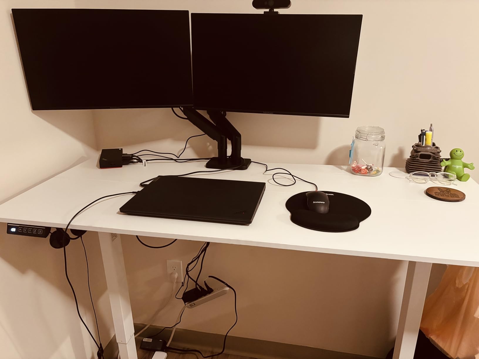 DUMOS 63 Inch Electric Standing Desk Height Adjustable, Sit to Stand Computer Workstations Large Work PC Table Home Office Writing Gaming Desks with Memory Presets for Walking Pad, Bedroom, Rustic customer photo 1