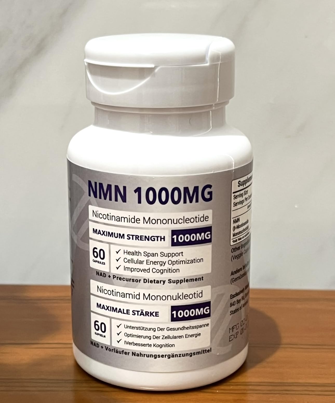 NMN 1000mg Per Serving Maximum Strength - 99% Pure NMN (Nicotinamide Mononucleotide) for NAD, Cell, Immune, Energy, Anti-Aging & Longevity, Stabilized NMN Supplements 1000mg - 60 Veggie Capsules customer photo 1