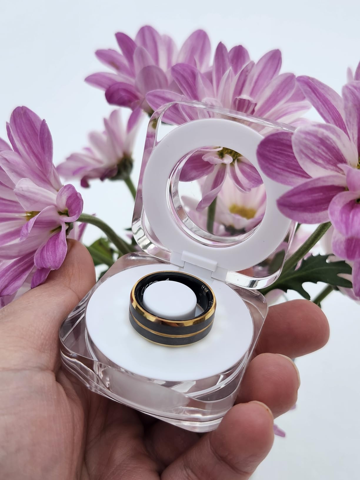 Smart Ring for Women Men, Tungsten Steel Fitness Tracker Ring with Sleep Monitoring, Heart Rate, Step Counting, IP68 Waterproof for iPhone and Android, No Subscription Fee customer photo 1