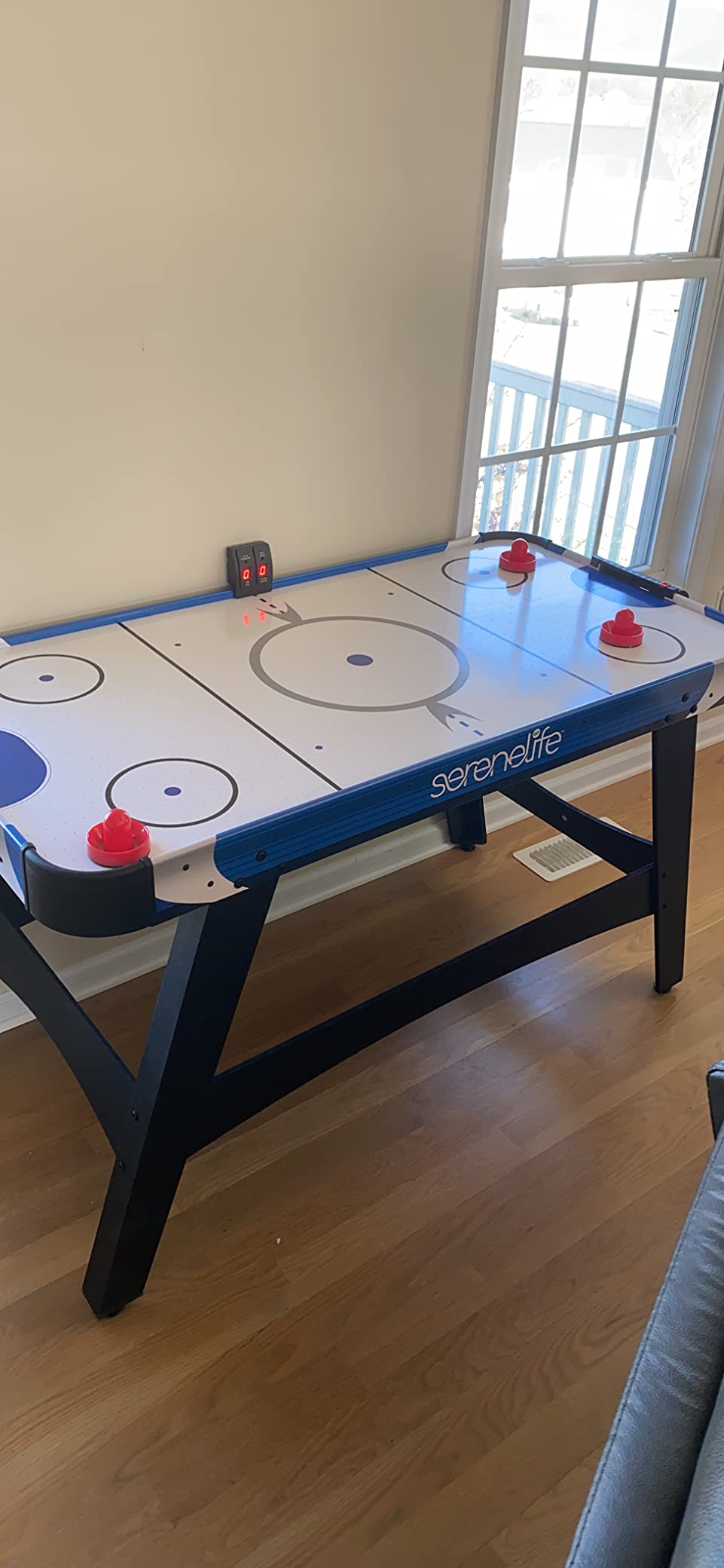 SereneLife 58in Powered Air Hockey Table, Blue, Gray and Legacy Blue customer photo 2