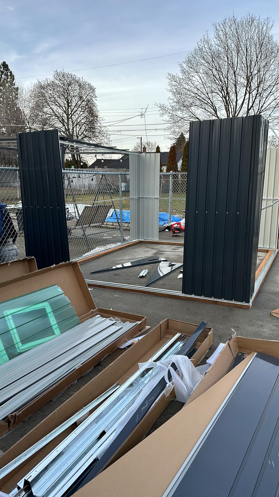 VanAcc 12x20x7.2 FT Outdoor Storage Shed with 2 Transparent Panels, Metal Garden Shed with Hinged Double Doors, Windows & Vents, Reinforced Steel Frame for Backyard Garden, DIY Workshop, Dark Gray customer photo 2