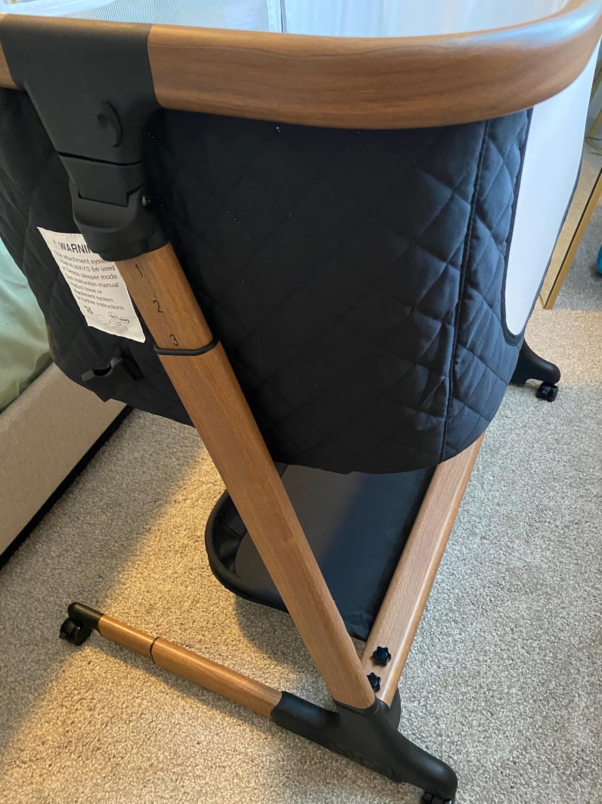 ANGELBLISS Electric Baby Bassinet Bedside Sleeper with Auto Rocking, Remote/Touch Control, 3 Timer Modes, 12 Sounds, 6 Heights, Storage & Wheels (Black) | Breathable Mesh customer photo 2