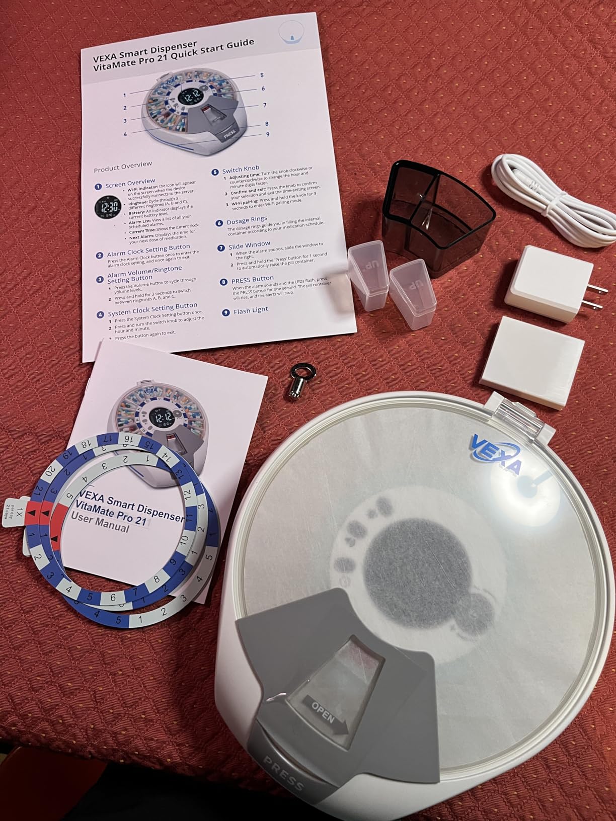 VEXA VitaMate Pro 21 WiFi Smart Pill Dispenser with Exclusive Self-Developed App, Automatic Rotating & Rising Containers, Remote Caregiver Alerts, Sound/Light Reminders for Meds & Supplements customer photo 2