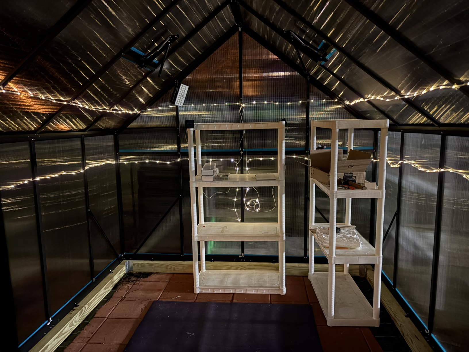 Jocisland 8x10Ft Polycarbonate Greenhouse, Heavy Duty Aluminum Frame with 2 Windows & Swing Doors, Outdoor Garden Greenhouses for Backyard, Black customer photo 2