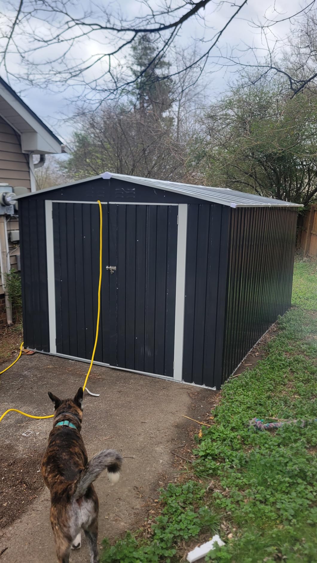 Polar Aurora 12X14 FT Metal Outdoor Storage Shed with Window, Heavy-Duty Galvanized Steel Garden Shed with Lockable Doors and 4 Vents, Large Weatherproof Tool Shed Kit for Backyard Patio, Black customer photo 1